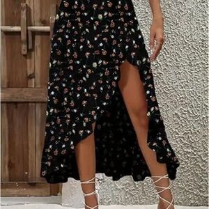Floral Black Maxi Skirt